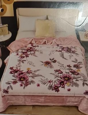 Patura Dubla Imprimata Floral Roz Pudrat