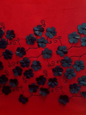 Brush Cu Broderie Floricele Din Piele Neagra 51184